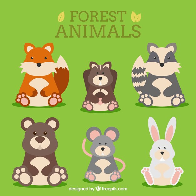 Los animales divertidos que se sientan forestales