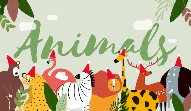 Animales en un estilo de dibujos animados.