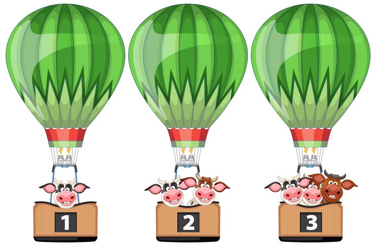 Vector gratuito animales lindos en globos de aire caliente