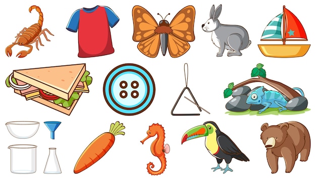 Animales lindos y otros objetos.