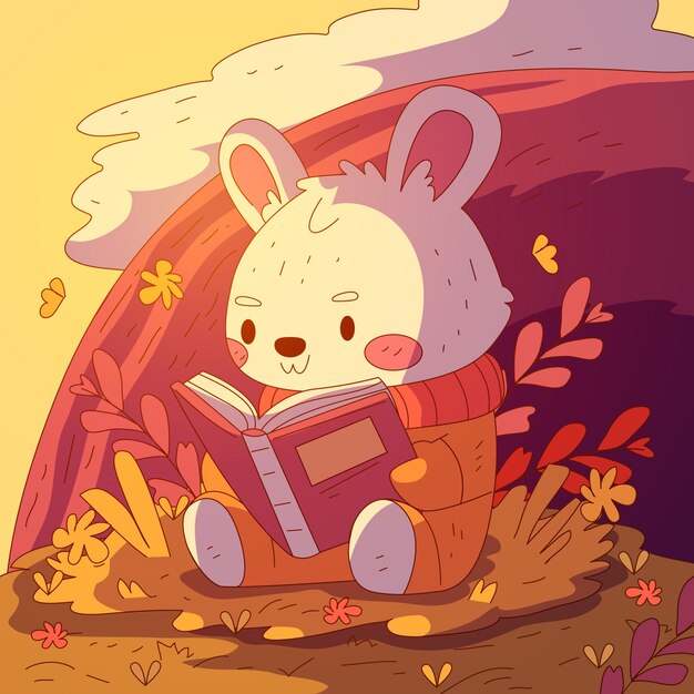 Animales parecidos a niños leyendo una ilustración