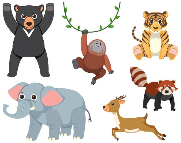 Animales salvajes al estilo de los dibujos animados