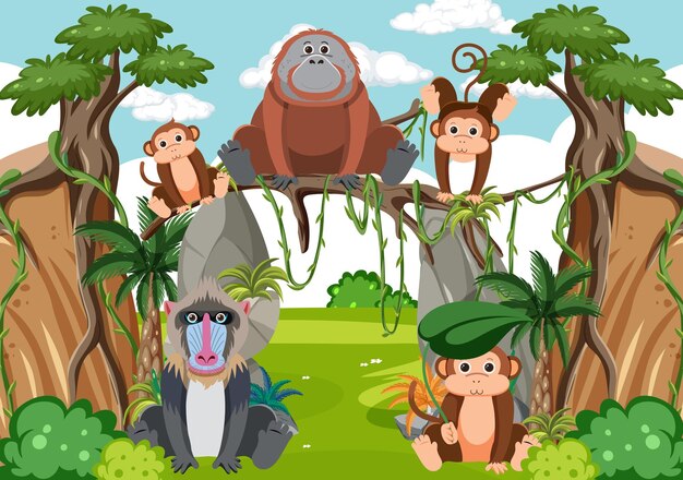 Animales salvajes en el bosque
