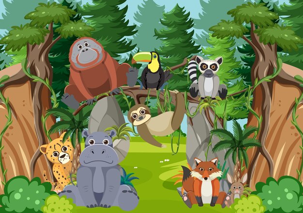 Animales salvajes en el bosque