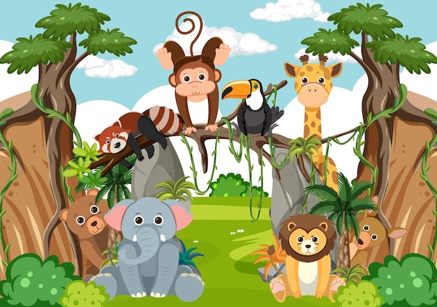 Animales salvajes en el bosque