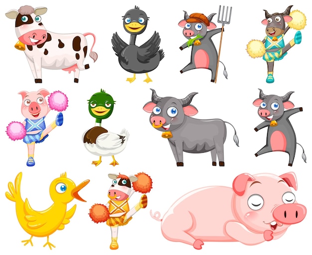 Vector gratuito animales salvajes con sonrisa feliz