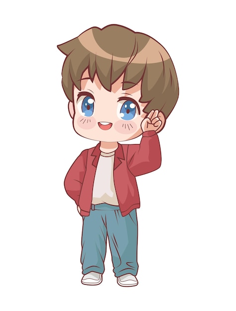 anime chibi niño feliz personaje