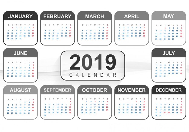 Año 2019, Diseño creativo de calendario