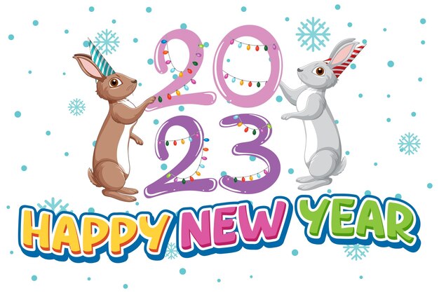 Año del Conejo Feliz Año Nuevo Banner