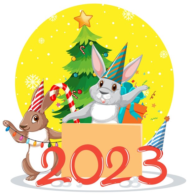 Año del Conejo Feliz Año Nuevo Banner