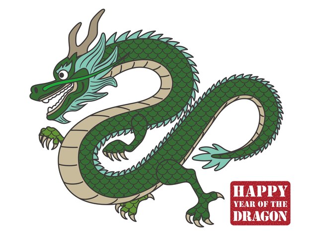 Año de la ilustración del símbolo del zodiaco del vector del dragón aislado en un fondo blanco