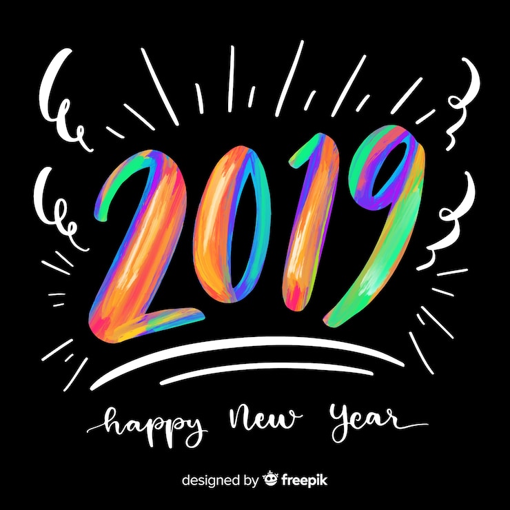 Vector gratuito año nuevo 2019 fondo