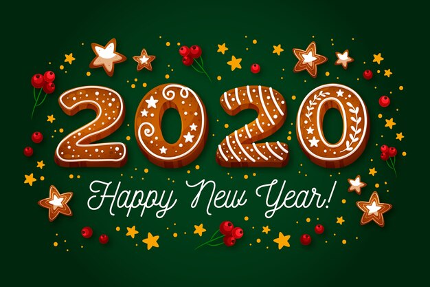 Año nuevo 2020 en diseño plano
