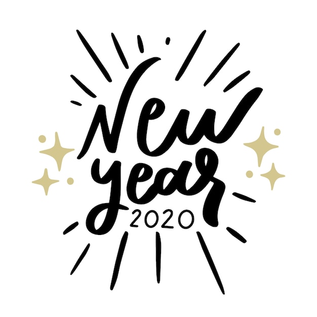 Vector gratuito año nuevo 2020 letras vintage