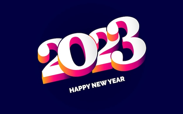 Año nuevo 2023 Diseño de logotipo 3d rojo y blanco retro Ilustración vectorial