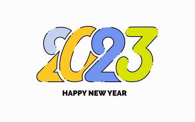 Año nuevo 2023 Diseño de logotipo de omisión punteada de color plano Ilustración vectorial