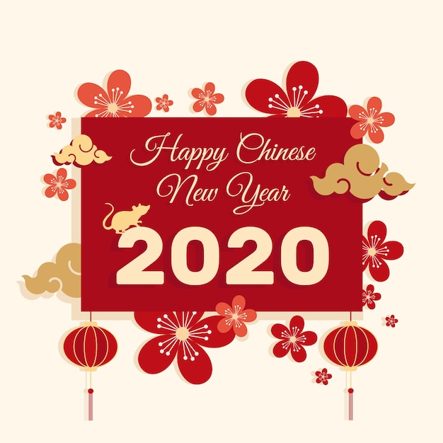 Año nuevo chino en diseño plano
