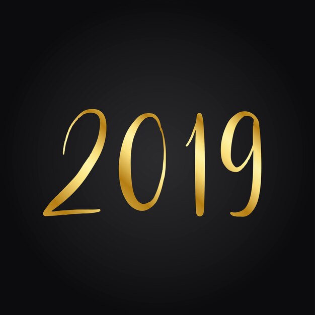 Año de vector de estilo de tipografía 2019