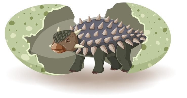 Vector gratuito anquilosaurio saliendo del huevo