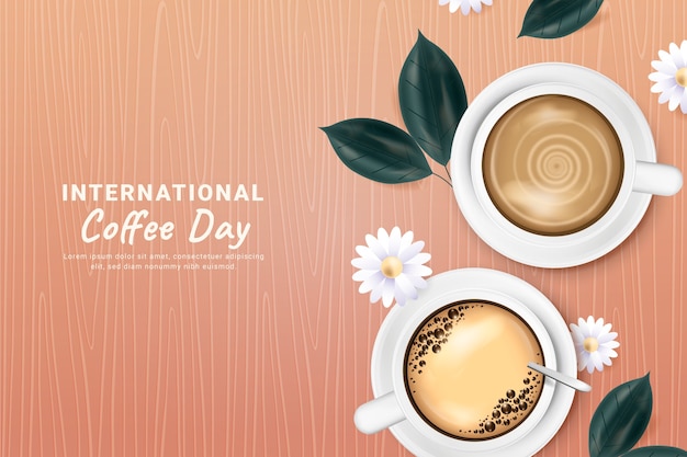 Vector gratuito antecedentes para la celebración del día internacional del café.