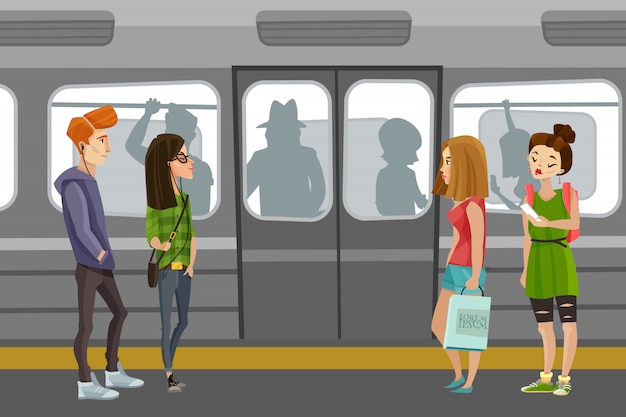 Vector gratuito antecedentes de la gente del metro