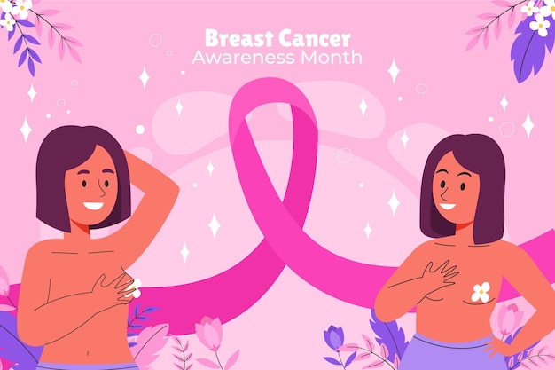 Vector gratuito antecedentes del mes de concientización sobre el cáncer de mama