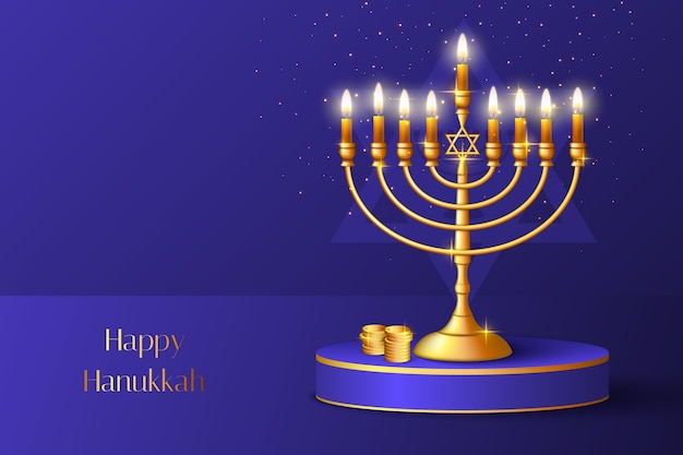 Vector gratuito antecedentes realistas de la celebración judía de hanukkah