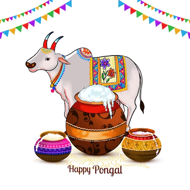 Vector gratuito antecedentes de la tarjeta de celebración del feliz festival de pongal