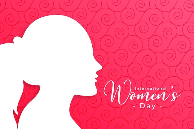 Antecedentes de la víspera del día internacional de la mujer con rostro femenino recortado en papel