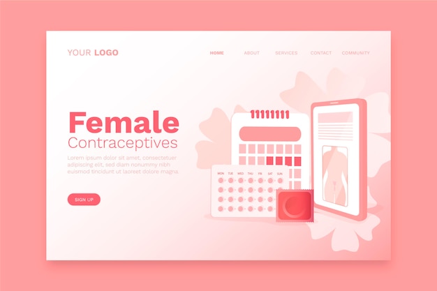 Vector gratuito anticonceptivos femeninos - página de destino