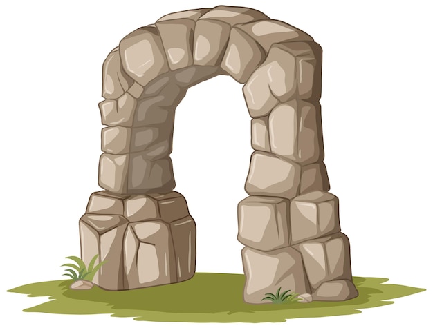 Antiguo arco de piedra en el césped