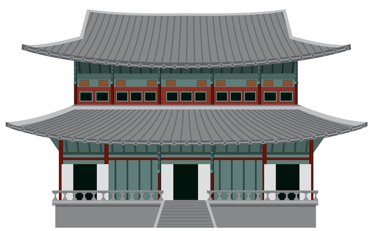 Vector gratuito antiguo edificio tradicional coreano