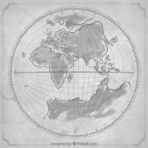 Antiguo mapa del mundo dibujado a mano 