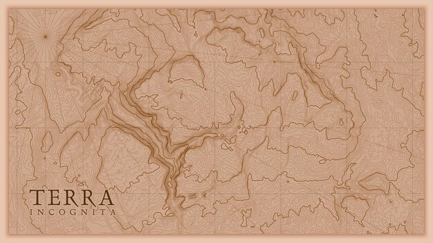 Antiguo mapa de relieve de tierra abstracta antigua. Mapa de elevación conceptual generado del paisaje de fantasía.