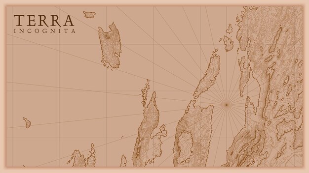 Antiguo mapa de relieve de tierra abstracta antigua. Mapa de elevación conceptual generado del paisaje de fantasía.