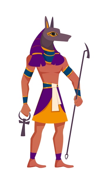 Anubis plano dios egipcio con cabeza de chacal y cuerpo humano