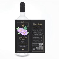 Vector gratuito anuncio de bebida de etiqueta de vino floral