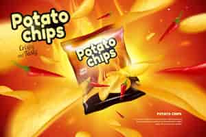 Vector gratuito anuncio de bolsa de papas fritas