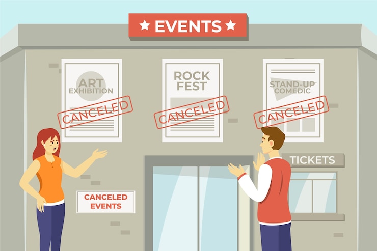 Vector gratuito anuncio de eventos cancelados