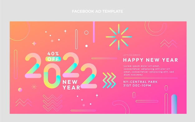 Anuncio de facebook de año nuevo degradado