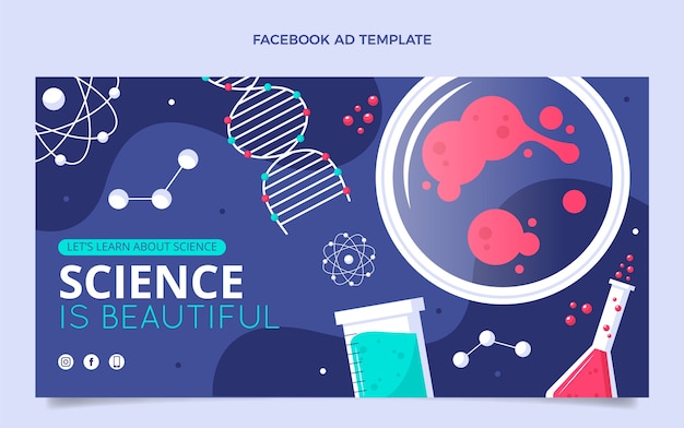 Anuncio de facebook de ciencia de diseño plano