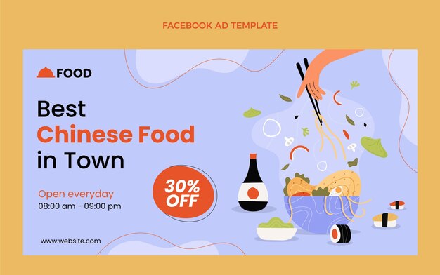 Vector gratuito anuncio de facebook de comida de diseño plano