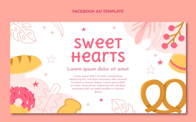 Anuncio de facebook de comida de diseño plano