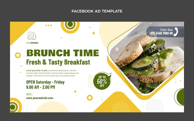 Anuncio de facebook de comida de diseño plano