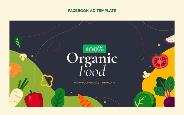 Anuncio de facebook de comida de diseño plano