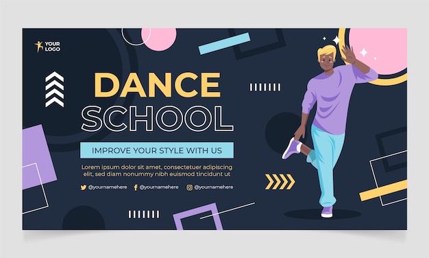 Vector gratuito anuncio de facebook de la escuela de baile dibujado a mano