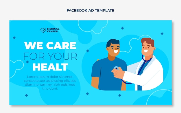 Vector gratuito anuncio de facebook médico plano