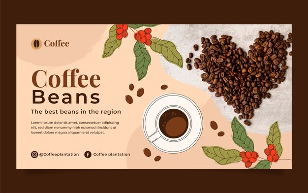 Anuncio de facebook de plantación de café dibujado a mano
