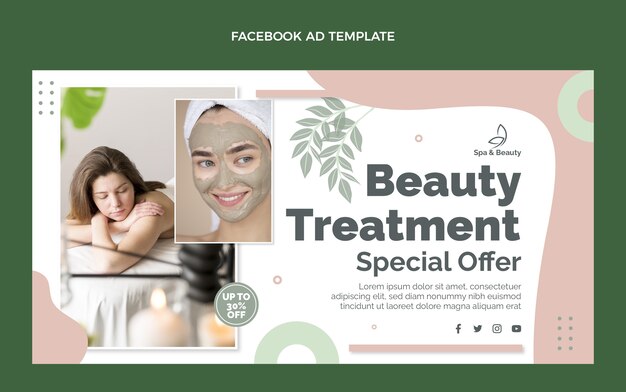 Vector gratuito anuncio de facebook de spa de diseño plano