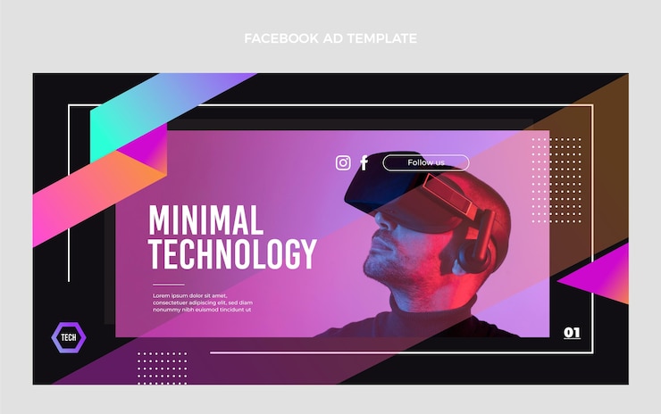 Vector gratuito anuncio de facebook de tecnología mínima de diseño plano